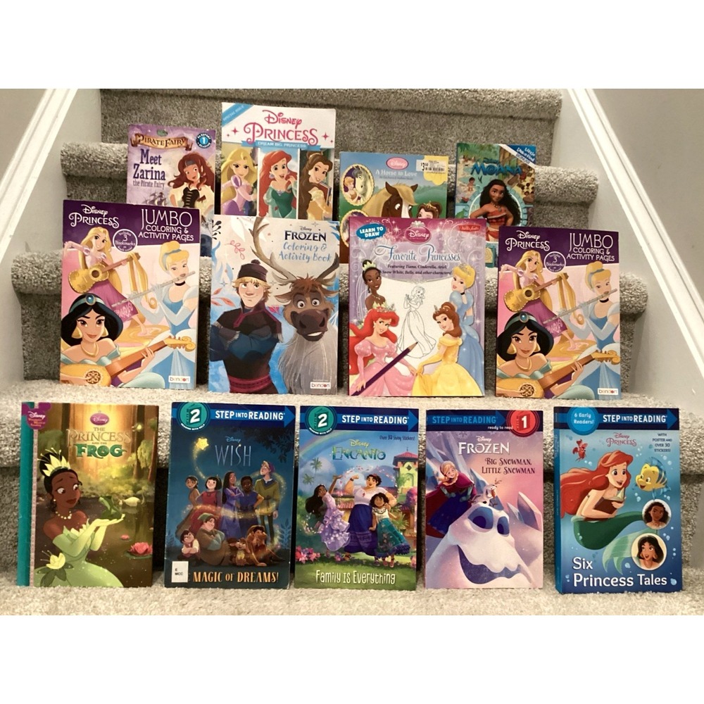 Disney Princess Books Leveled Readers, Drawing & Activities - 13 Books Big Lot!